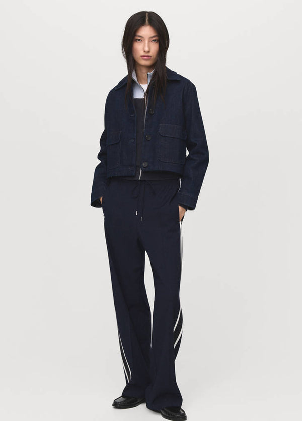 Straight-Leg Trousers with Contrast Stripe