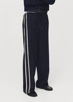 Pantalon Droit Rayure Contrastée