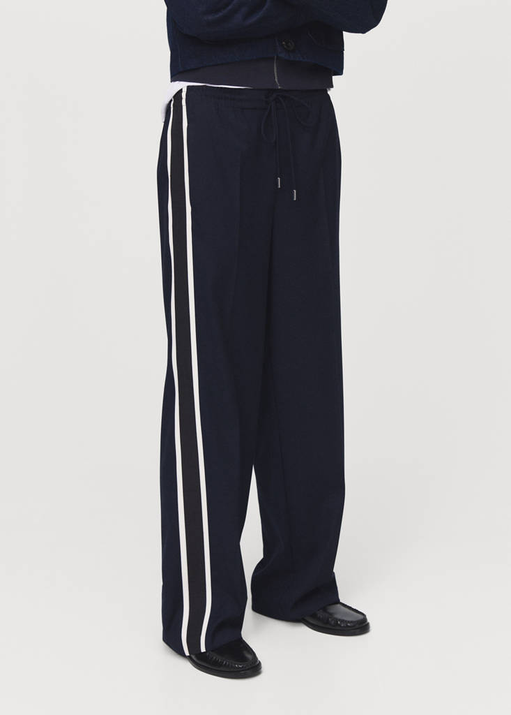 Pantalon Droit Rayure Contrastée