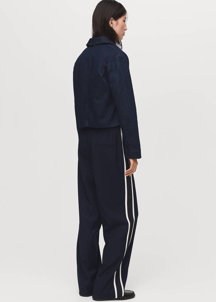 Pantalon Droit Rayure Contrastée