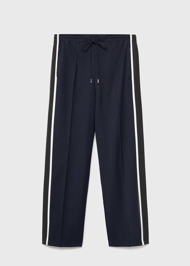 Pantalon Droit Rayure Contrastée