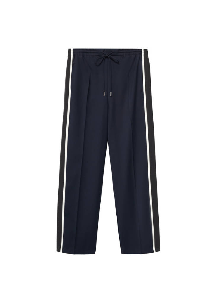 Pantalon Droit Rayure Contrastée