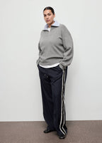 Pantalon Droit Rayure Contrastée