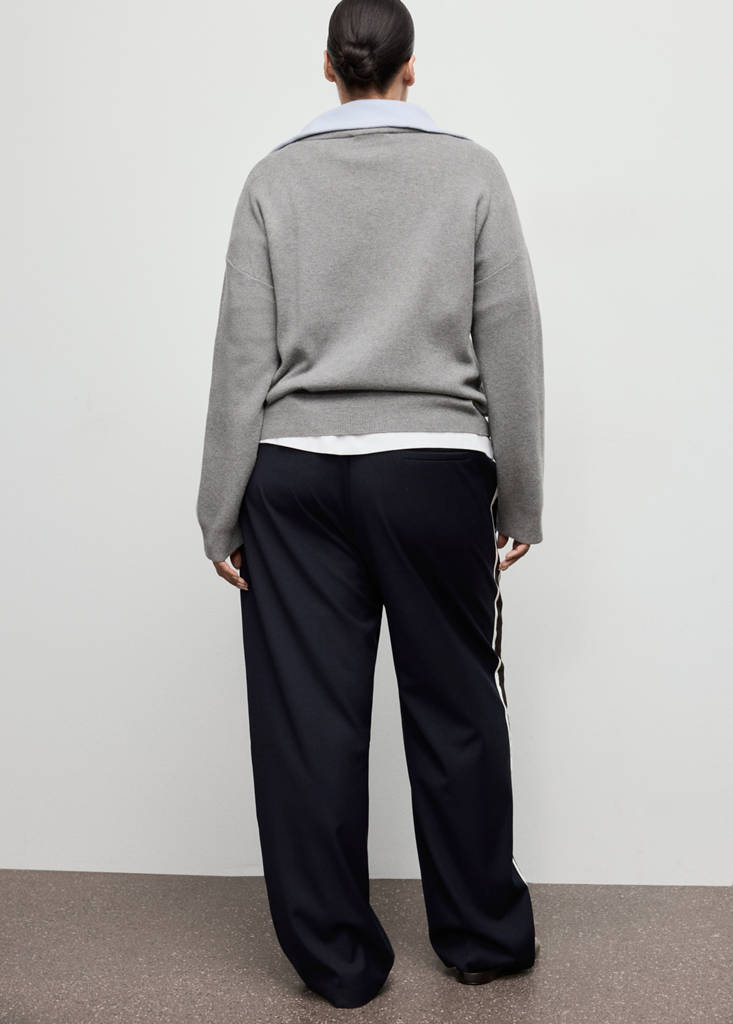 Pantalon Droit Rayure Contrastée