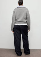 Pantalon Droit Rayure Contrastée