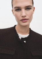 Veste Tweed Bords Effilochés