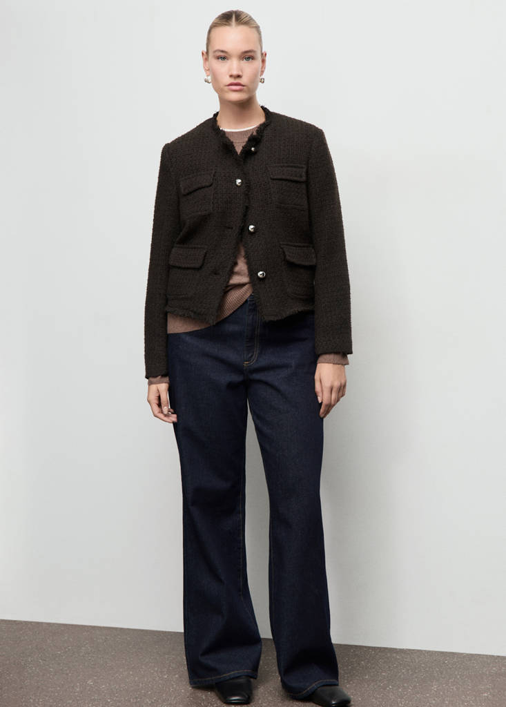 Veste Tweed Bords Effilochés