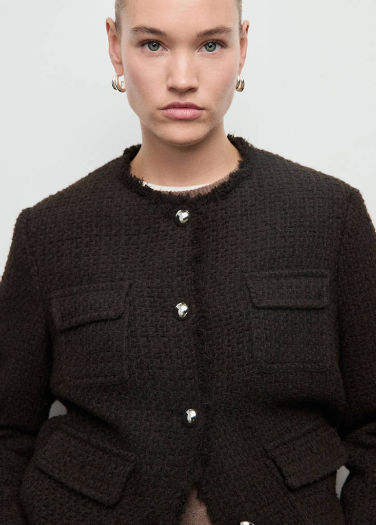 Veste Tweed Bords Effilochés