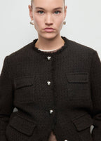 Veste Tweed Bords Effilochés