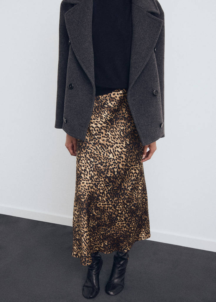 Gonna satinata leopardata