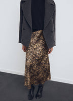 Gonna satinata leopardata