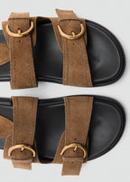 Flat Leather Sandals With Buckles