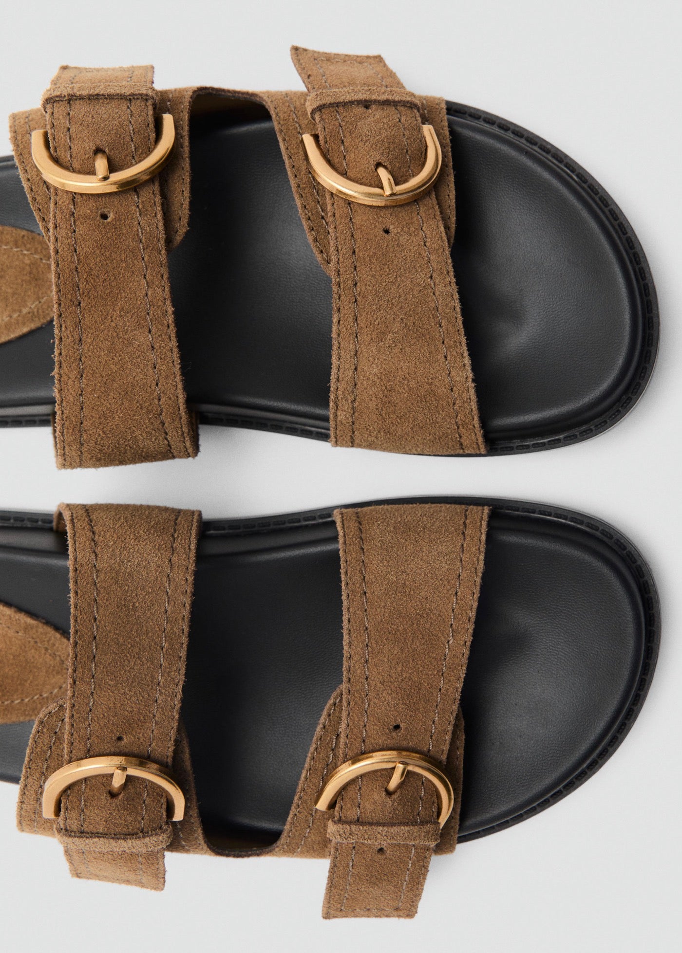 Flat Leather Sandals With Buckles