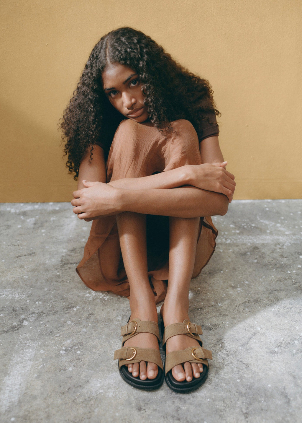 Flat Leather Sandals With Buckles
