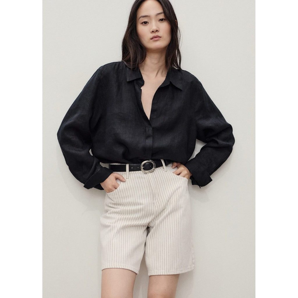 Bermuda En Jean Droit Taille Haute