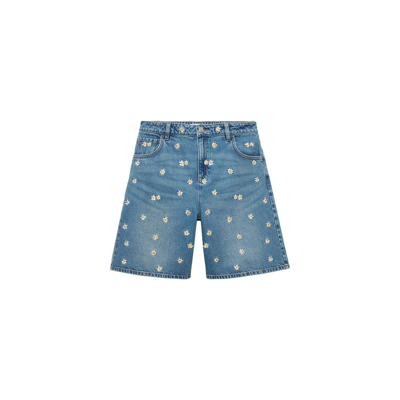Bermuda En Jean Broderie Florale