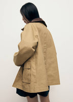 Parka oversize con colletto a contrasto