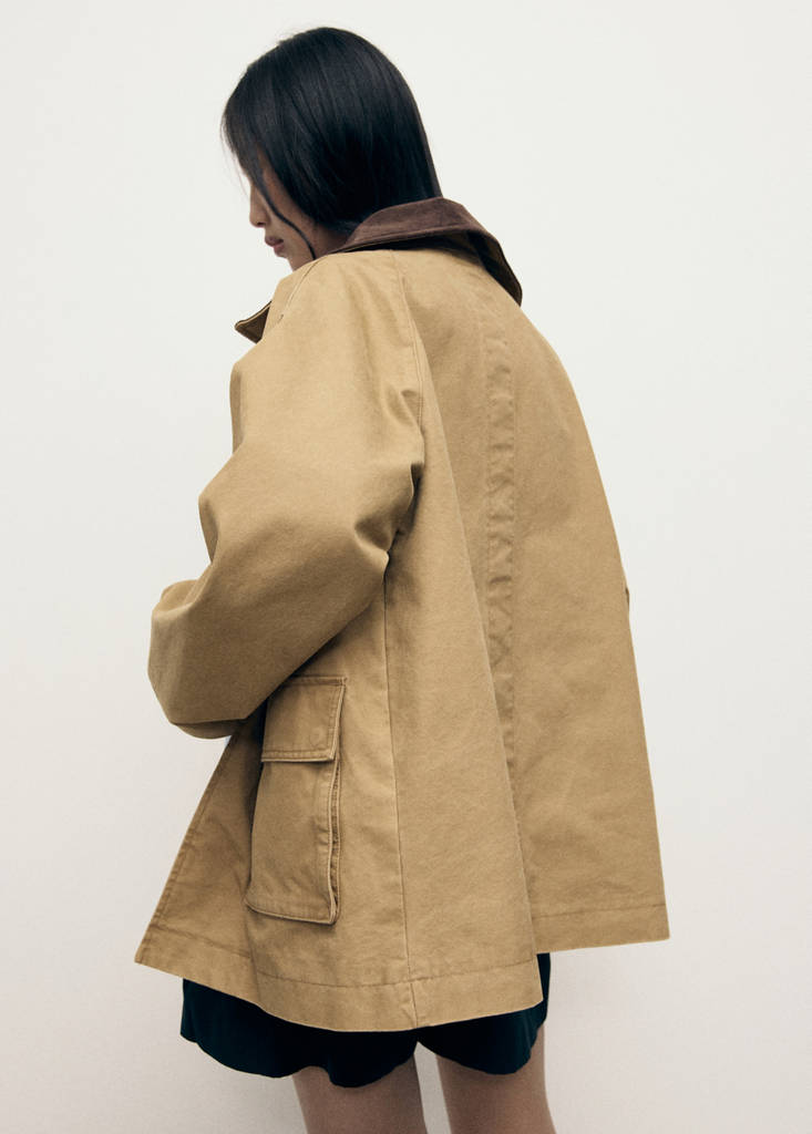 Parka oversize con colletto a contrasto