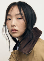 Parka oversize con colletto a contrasto