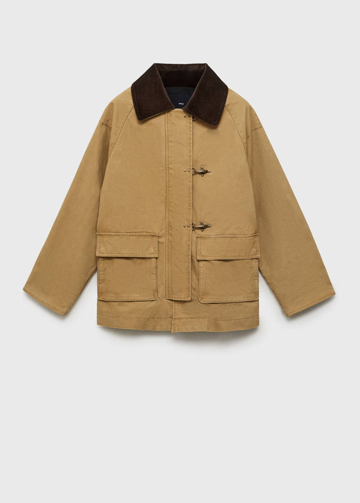 Parka oversize con colletto a contrasto