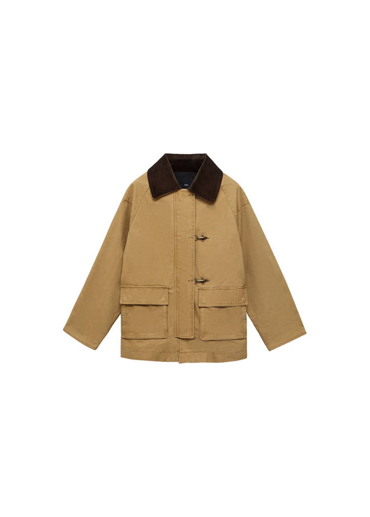Parka oversize con colletto a contrasto