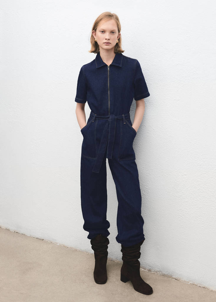Tuta Intera In Denim Con Cintura