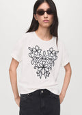 T-Shirt Coton Broderie À Fleurs