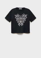 T-Shirt Coton Broderie À Fleurs