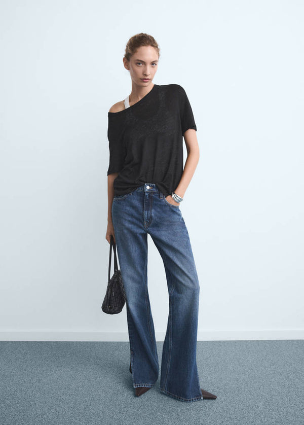 Jeans Dritti Con Spacchi