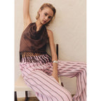 Pantalon En Ramie À Rayures