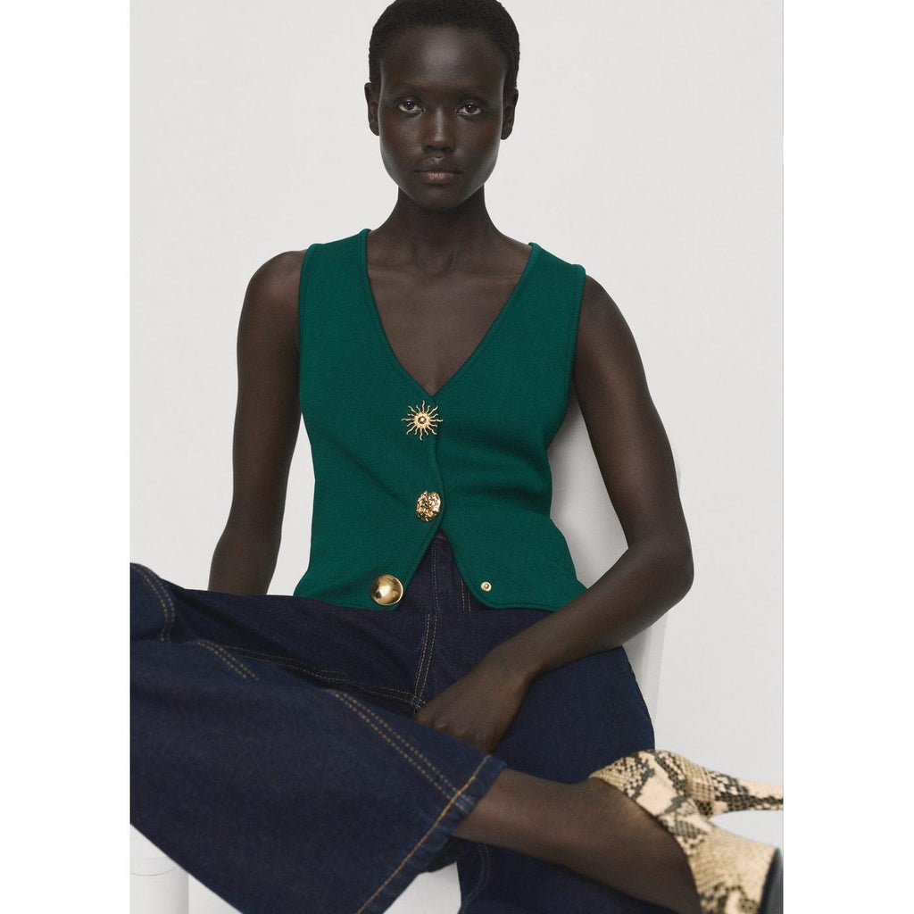 Gilet Maille Boutons Bijoux
