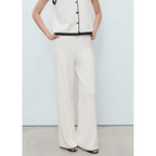 Pantalon Maille Bas Contrastant