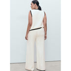 Pantalon Maille Bas Contrastant