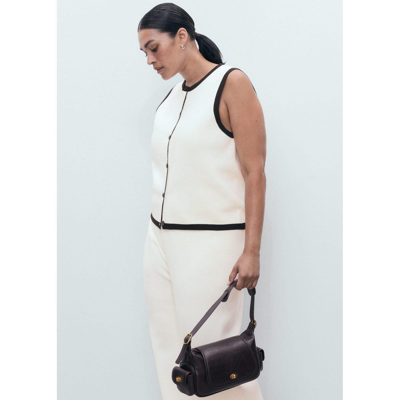 Pantalon Maille Bas Contrastant
