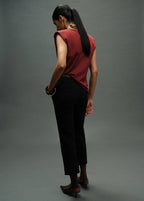 Gathered Shoulder Pad Blouse