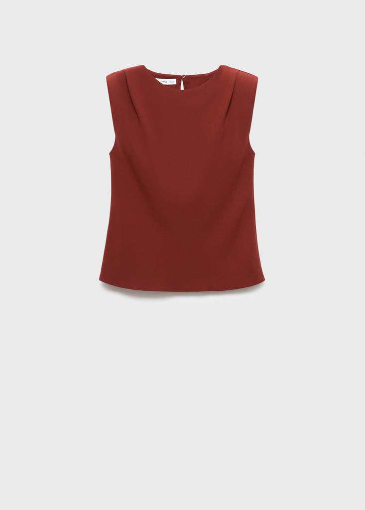 Gathered Shoulder Pad Blouse