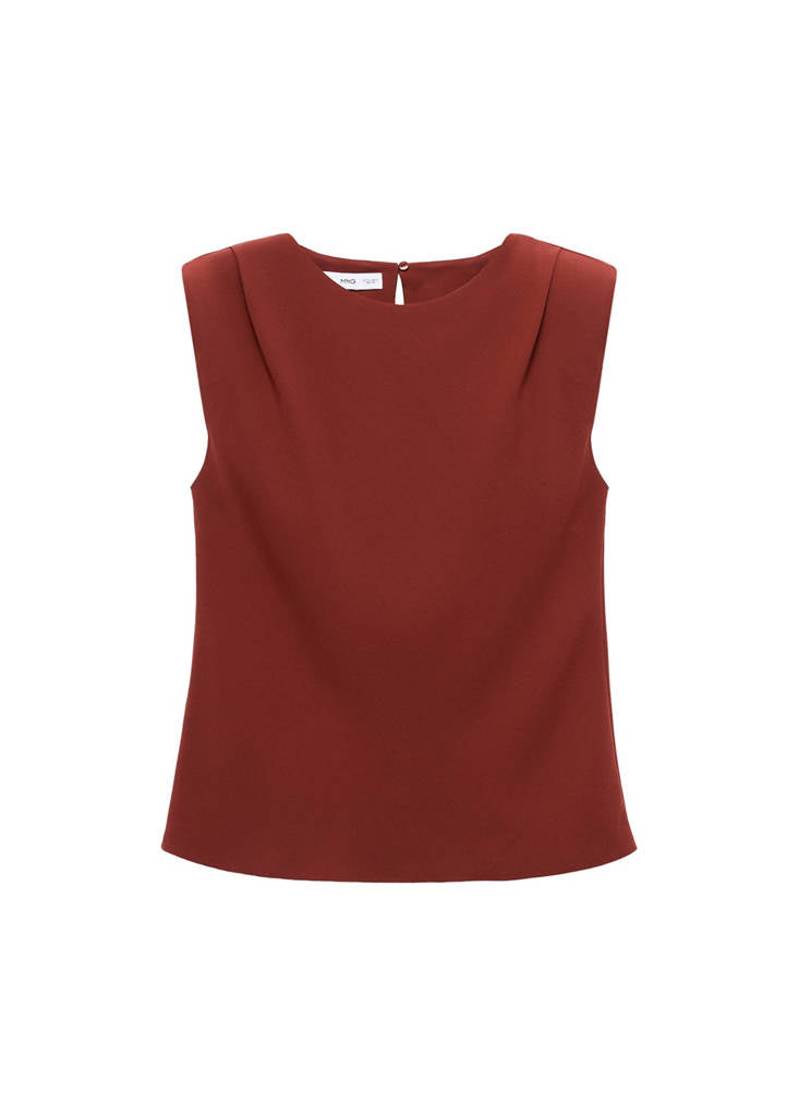 Gathered Shoulder Pad Blouse