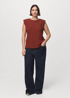 Gathered Shoulder Pad Blouse