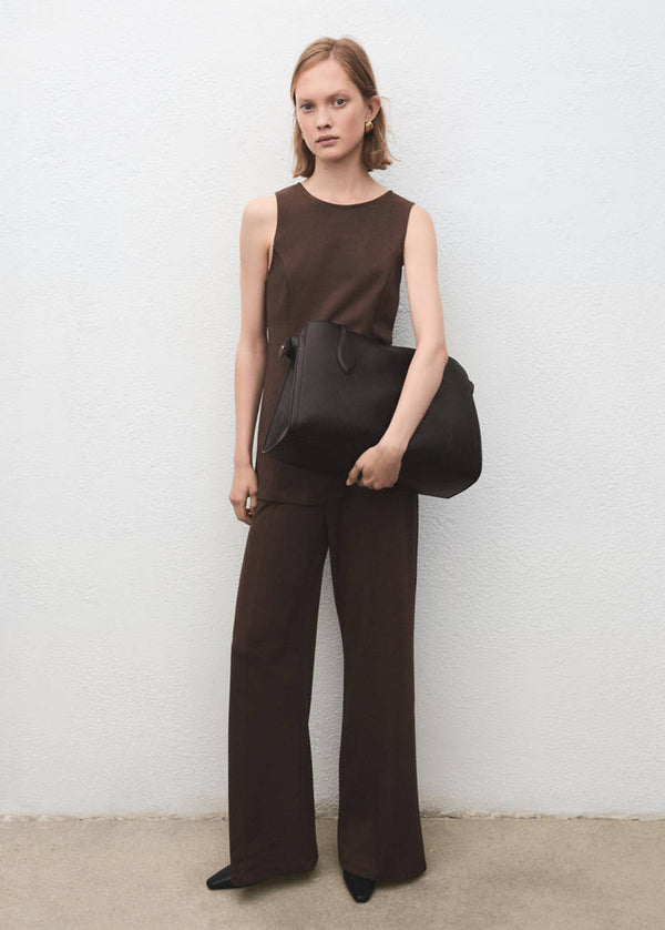 High-Waisted Wide-Leg Trousers With Belt Loops