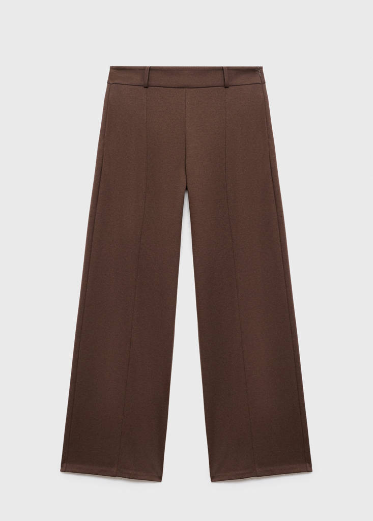 Pantaloni wide leg a vita alta con passanti