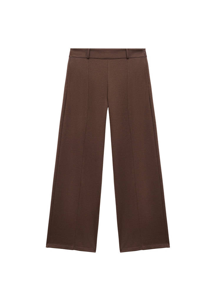 Pantaloni wide leg a vita alta con passanti