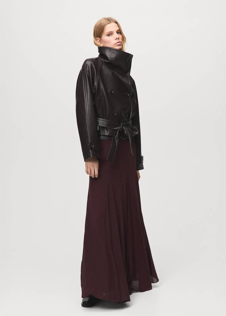 Giacca maxi con revers in similpelle