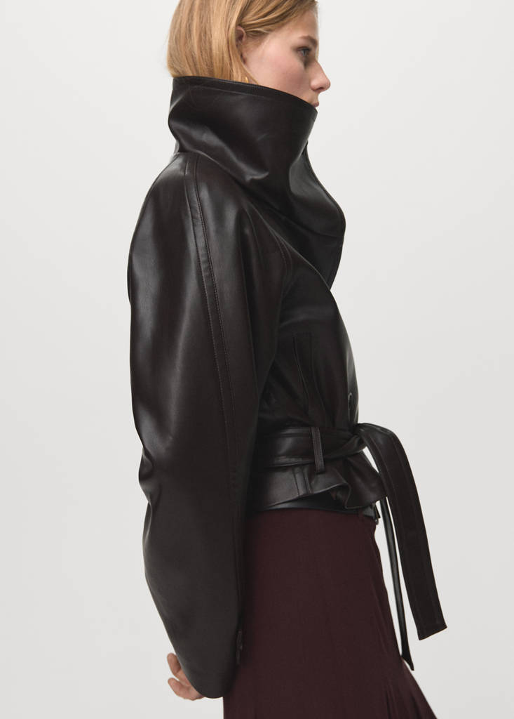 Giacca maxi con revers in similpelle