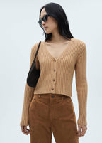 Cardigan Maille Côtelée Col V
