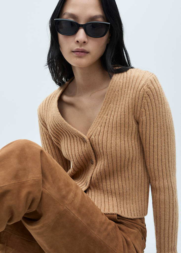 Cardigan Maille Côtelée Col V