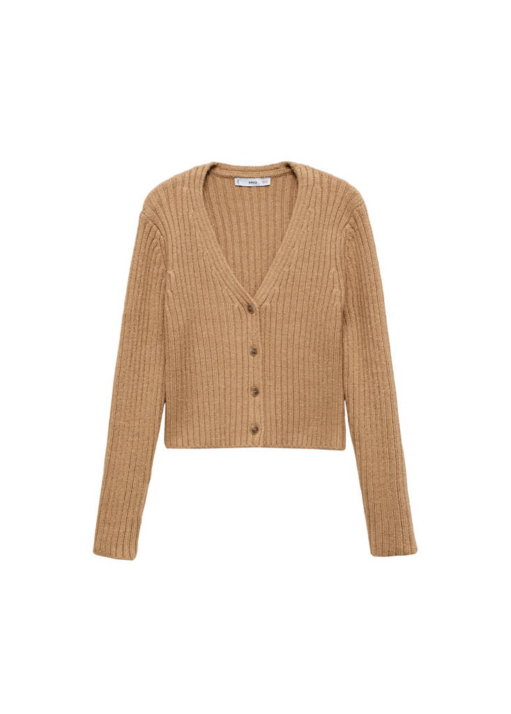 Cardigan Maille Côtelée Col V