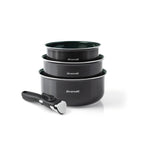 Batterie De Cuisine 4 Pièces - Aluminium Noir Avec Revêtement Diamant Perlé