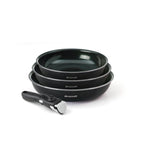 Batería De Cocina 4 Piezas - Aluminio Negro Con Revestimiento Diamante Perlado