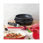 Batería De Cocina 4 Piezas - Aluminio Negro Con Revestimiento Diamante Perlado