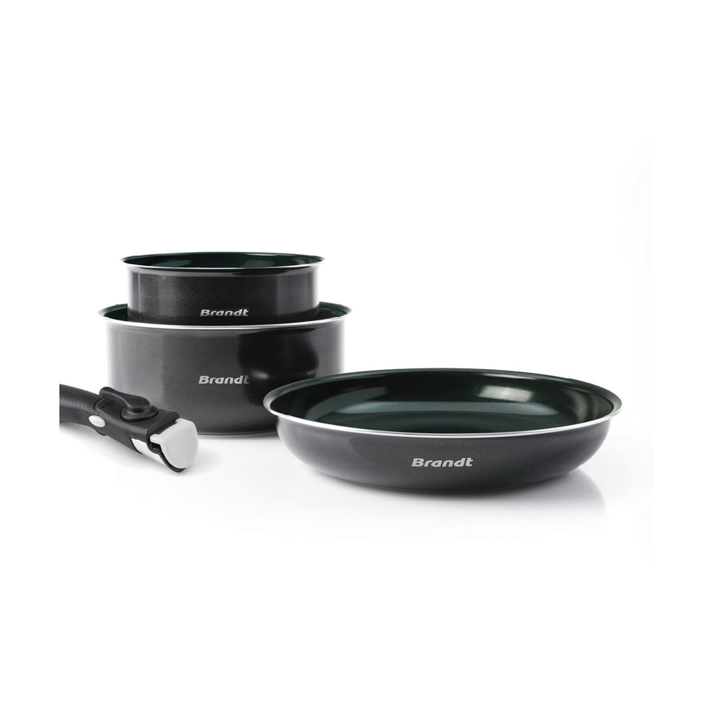Batería De Cocina 4 Piezas - Aluminio Negro Con Revestimiento Diamante Perlado
